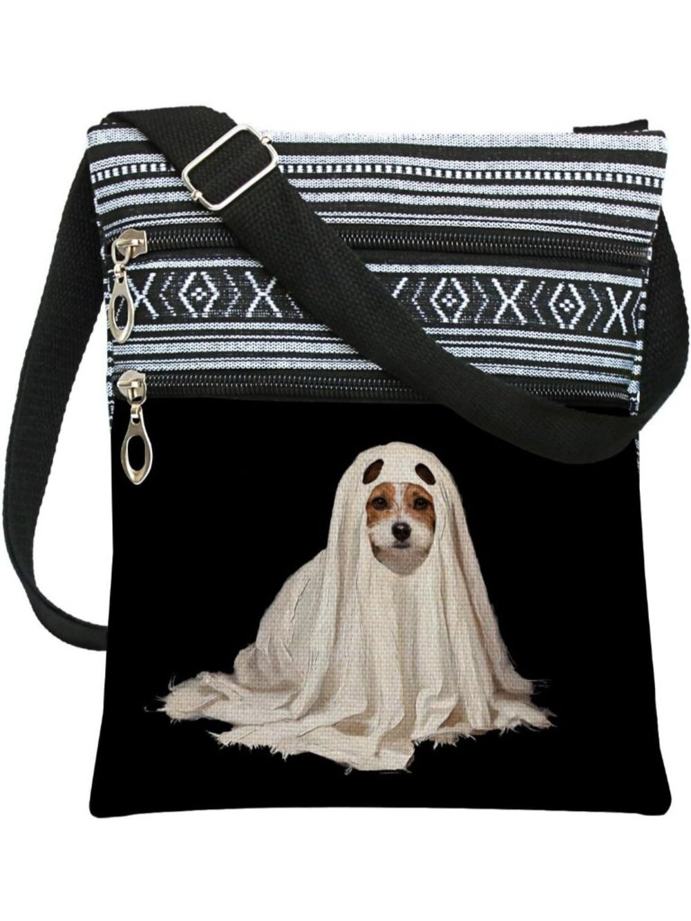 Women's Dog Halloween Pumpkin Bat Goth Skull Witch Shoulder Crossbody Bag